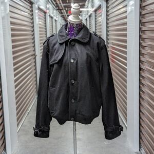 Express Size XL Black Wool Bomber Pea Coat Heavy Gorpcore Old Money Business